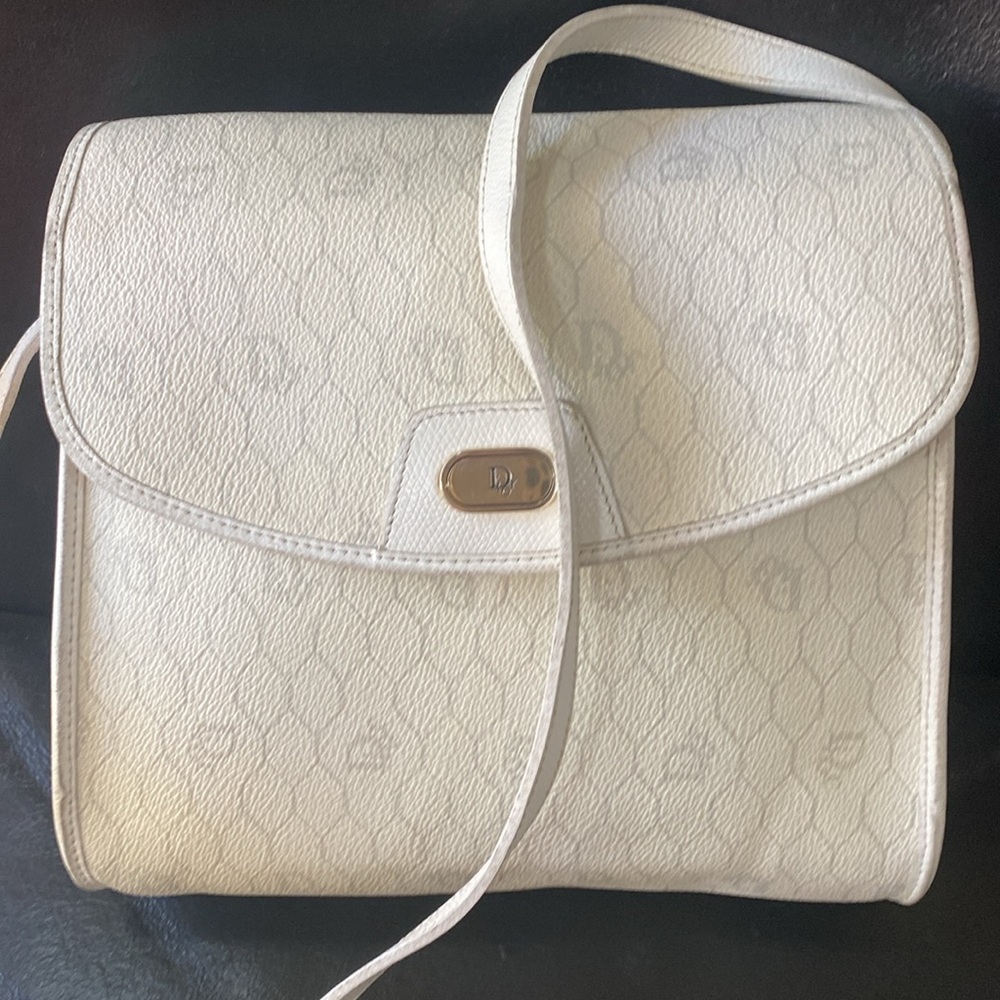 Christian Dior vintage bag 80’s made in France honeycomb Dior white cross body